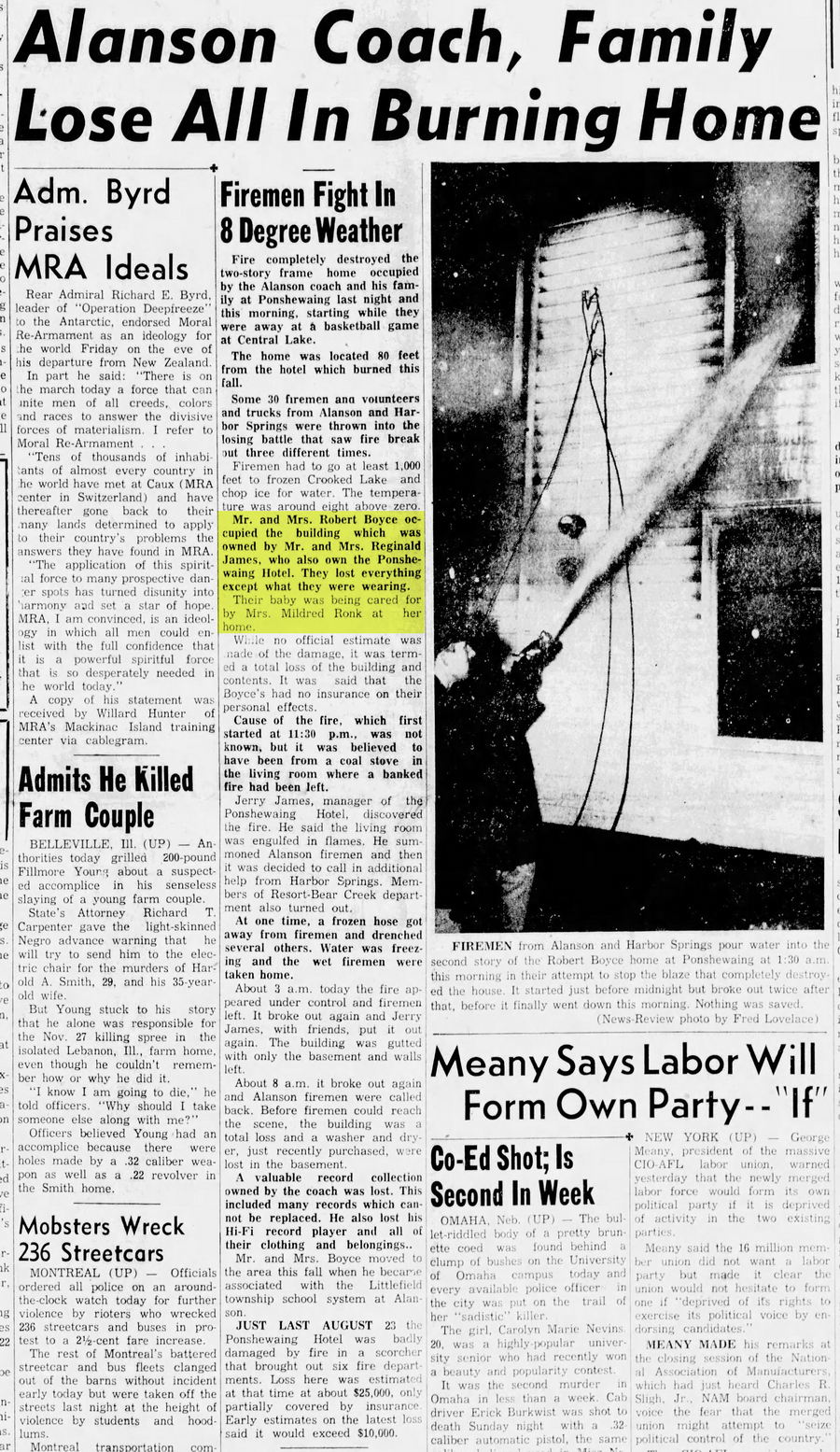 Ponshewaing Hotel - Dec 10 1955 Article (newer photo)